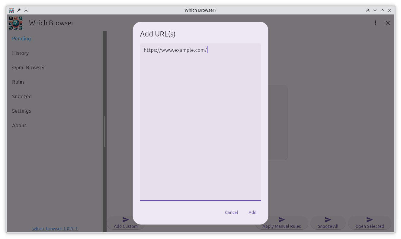 Rules configuration dialog